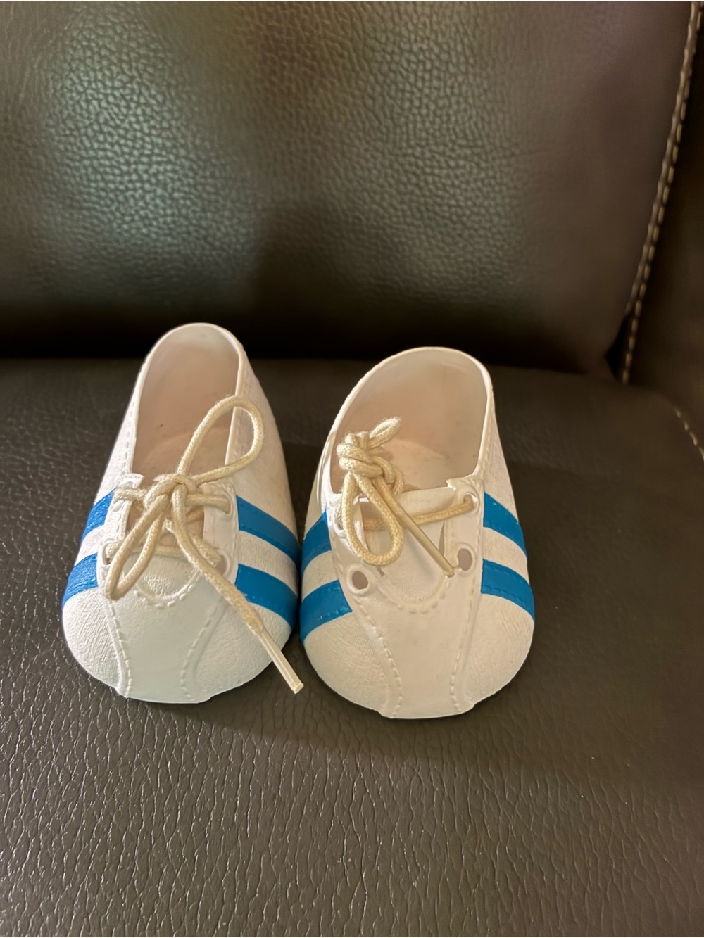 Vtg 1980s Cabbage Patch Kids Doll Replacement Tennis Shoes White w/Blue Stripes